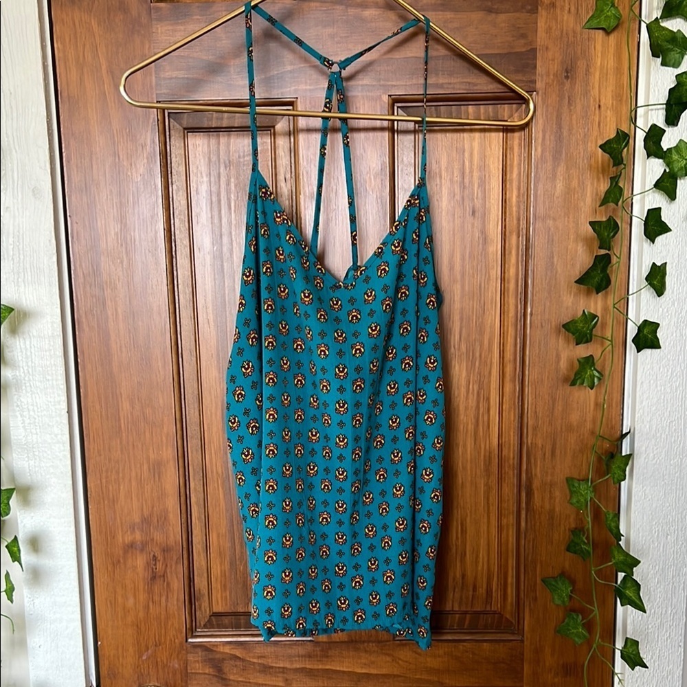 HOLLISTER 90s Boho Floral Print Strappy Racerback Top | S